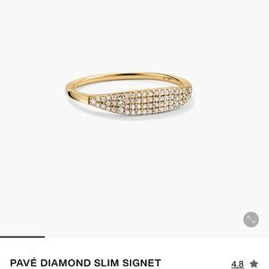 Mejuri Gold Pavé Diamond Slim Signet Ring